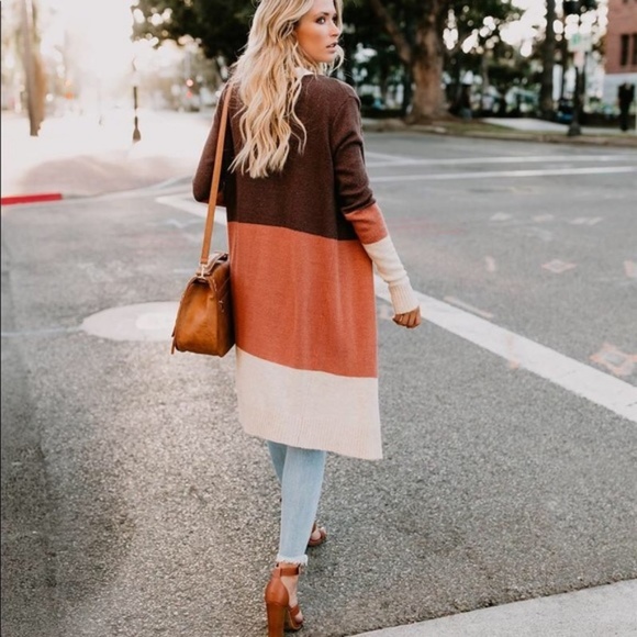 Teresa Color Block Knit Cardigan Sweater Top - Picture 4 of 7